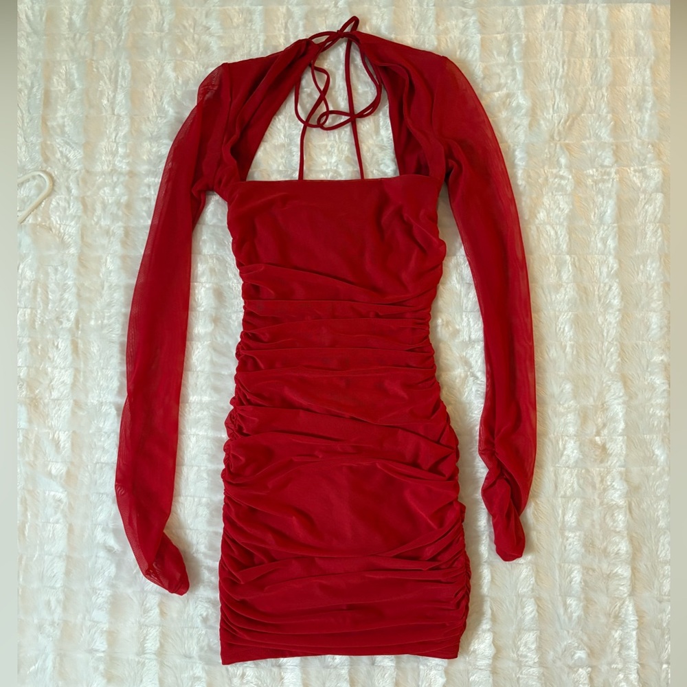 LUCY IN THE SKY bodycon in red mesh